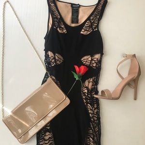 Black & nude Bebe Bodycon Dress
